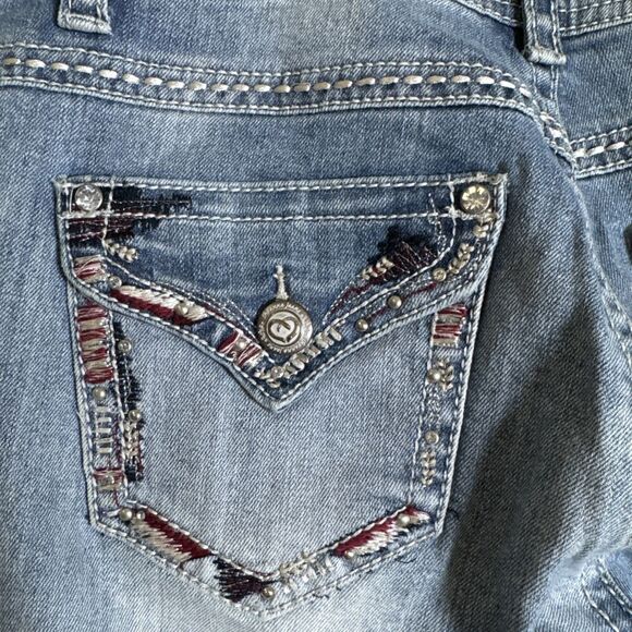 Shyanne Anne Jeans Womens 32 Short Boot Blue Light Pockets Embroidery Rhinestone - Picture 8 of 10